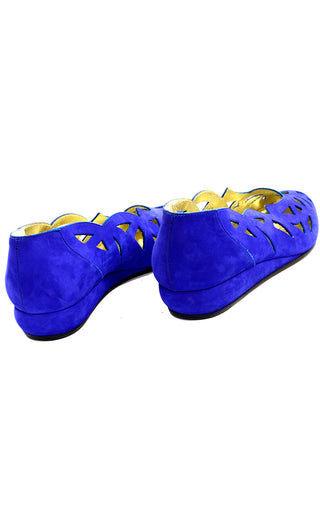 1980s Vintage Walter Steiger Blue Suede Shoes Flats
