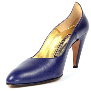Walter Steiger Sculpted Vintage Royal Blue Leather Shoes Avant Garde Dramatic