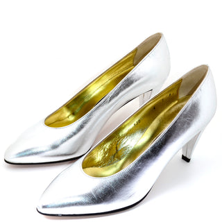Unworn Vintage Walter Steiger Silver Metallic Shoes Size 7B New