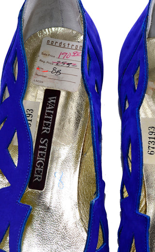 Deadstock Vintage Walter Steiger Blue Suede Shoes Flats