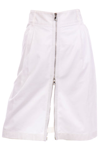 Dolce & Gabbana White Cotton Denim Pencil Skirt with Exposed Zipper