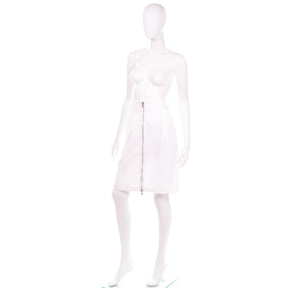 Dolce & Gabbana White Cotton Denim Pencil Skirt with Exposed Zipper sz 6