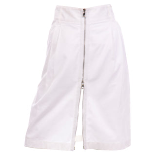 Dolce & Gabbana White Cotton Denim Pencil Skirt with Exposed Zipper zip front