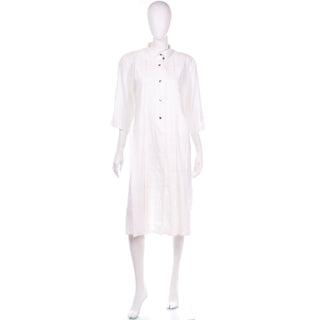 Marika Blu Vintage Cotton Linen White Dress Made in Italy Medium