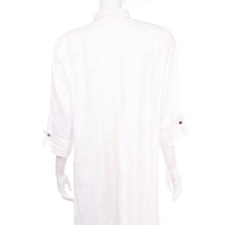 80s Marika Blu Vintage Cotton Linen White Dress Made in Italy
