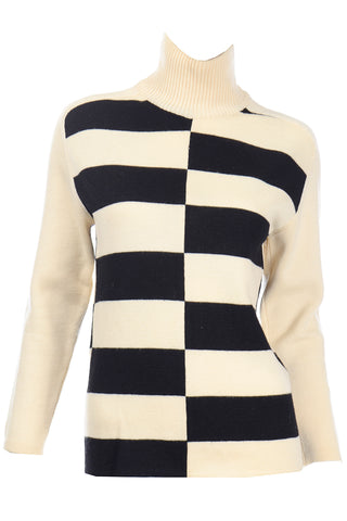 1960s White Stag Abstract Black & Cream Stripe Vintage Sweater rare