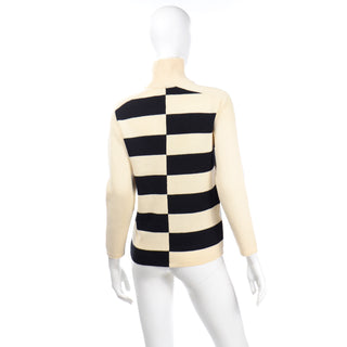 1960s White Stag Abstract Black & Cream Stripe Vintage Sweater Portland Oregon