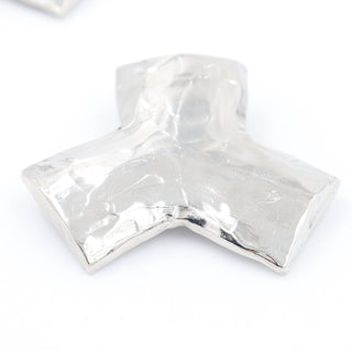 Vintage YSL hammered silver tone earrings in Y shape