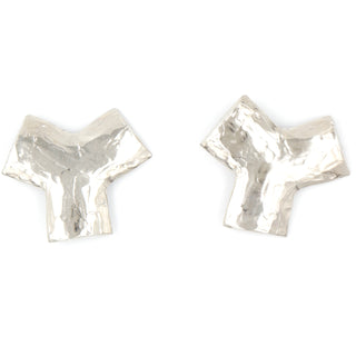 1980s Yves Saint Laurent Y earrings with hammered finnish