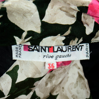 1984 Yves Saint Laurent Floral Runway Dress w Black Velvet Trim Fr 36
