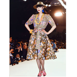 Yves Saint Laurent 1986 Mixed Pattern Cotton Floral 2pc outfit