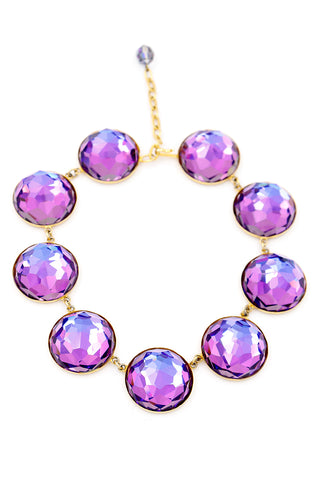 1980s Yves Saint Laurent Attributed Large Purple Crystal Necklace