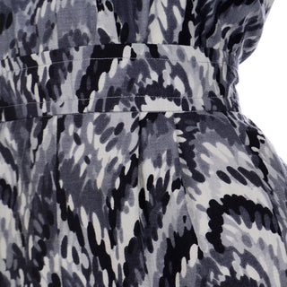 YSL 1980s Long Sleeve Grey Dot Print Dress