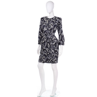 1985 Yves Saint Laurent Grey Wool Feather Dress