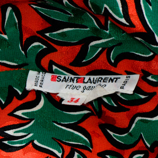 1980s Yves Saint Laurent Vintage Silk Pop Art Leaf Blouse