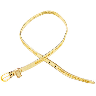 1980s YSL Gold Leather Belt With Gold Metal Studs M