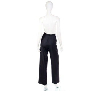 Yves Saint Laurent Haute Couture Black Silk High Waist Trousers Size 40