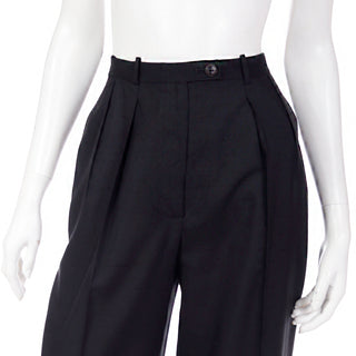 YSL Yves Saint Laurent Haute Couture Black Silk High Waist Trousers 40