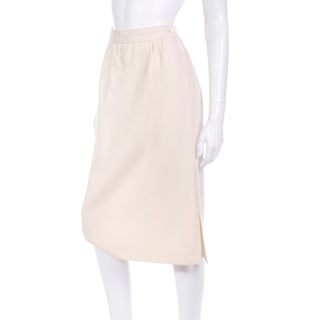 1985 Yves Saint Laurent Ivory Wool YSL Skirt Size M