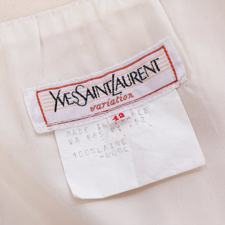 1985 Yves Saint Laurent Ivory Wool YSL Skirt Size 42