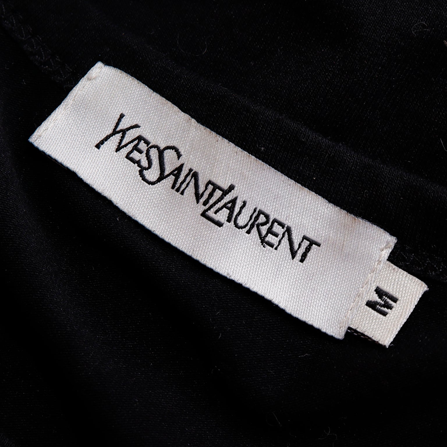 2000s Yves Saint Laurent YSL Gold Logo Black Tee Shirt