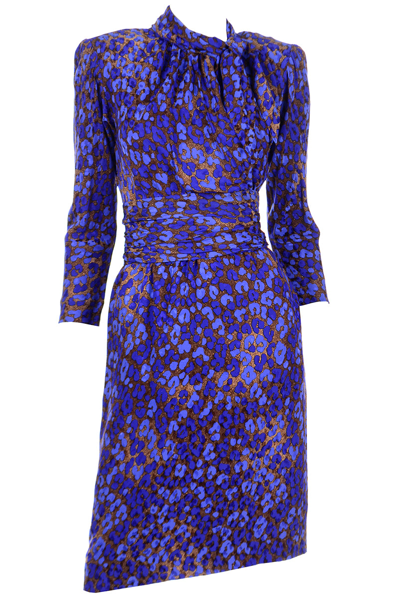 vintage ysl dress Yves Saint Laurent Blue & Copper Vintage Documented Runway Dress – Modig