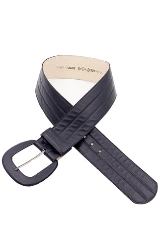 1980s YSL Vintage Soft Black Leather Topstitched Belt