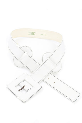 1980s Yves Saint Laurent White Leather Vintage Belt With Unique Loops