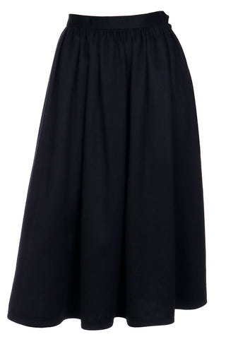 1980s Black Cashmere Wool Yves Saint Laurent Rive Gauche Vintage Skirt