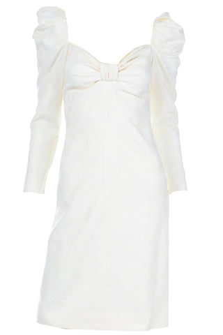 1990s Yves Saint Laurent White Jacquard Dress