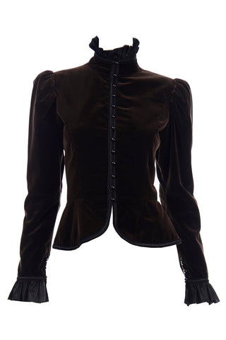 1970s Yves Saint Laurent Russian Collection Chocolate Brown Velvet Jacket