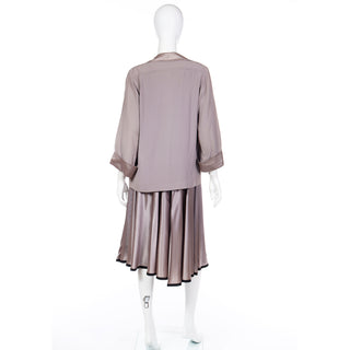 1970s Yves Saint Laurent YSL 3 pc Purple Skirt Blouse & Jacket Vintage Suit Rare