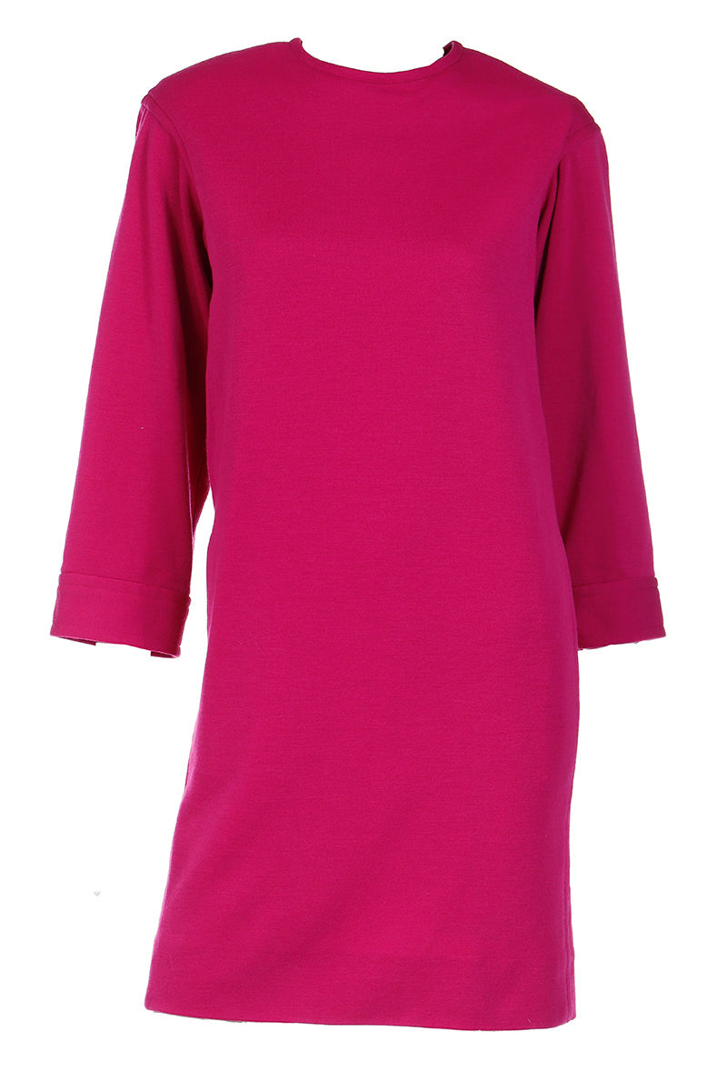 S/S 1990 Yves Saint Laurent Vintage Pink Wool Shift Dress S/S 1990 Yves Saint Laurent Vintage Pink Wool Shift Dress