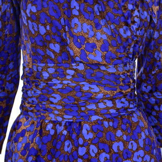 1986 Yves Saint Laurent Blue & Copper Vintage Runway Dress Made in France 