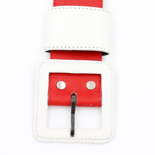 1980s Yves Saint Laurent Vintage Red and White Leather Belt YSL
