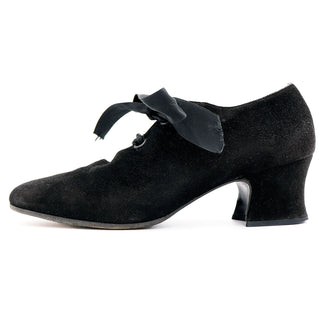 Vintage Yves Saint Laurent Black Suede Tie Shoes Sz 7
