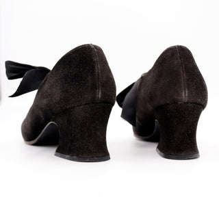 Vintage Yves Saint Laurent Black Suede Tie Shoes Victorian