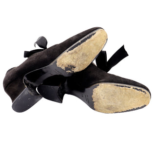 Vintage Yves Saint Laurent Black Suede Tie Shoes Size 7