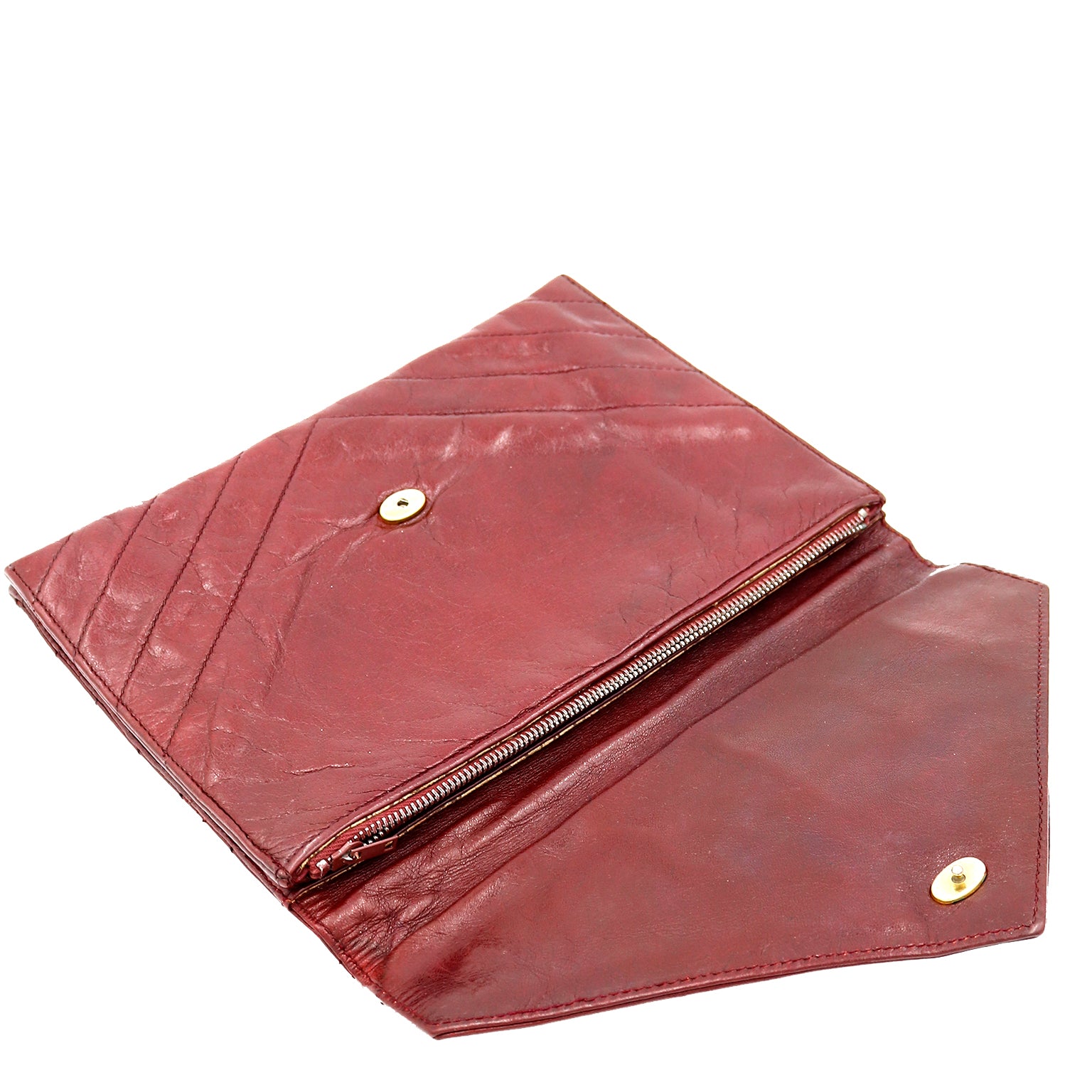 Leather clutch bag Yves Saint Laurent Burgundy in Leather - 28945615