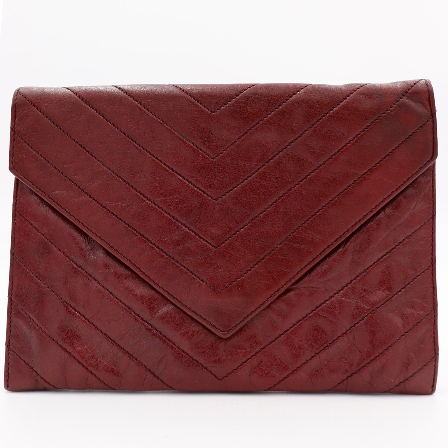 Saint Laurent Leather Envelope Bag in Burgundy — LSC INC