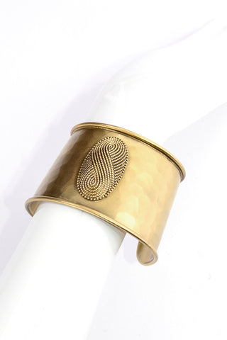 Yves Saint Laurent Vintage Hammered Gold Cuff Bracelet YSL