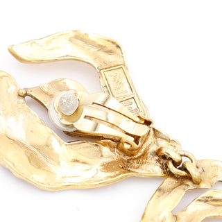 YSL 1980s Oversized Yves Saint Laurent Gold Plated YSL Statement Earrings