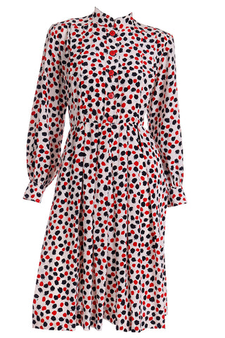 Yves Saint Laurent Vintage SIlk Splatter Polka Dot Dress
