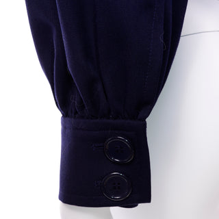 Yves Saint Laurent Vintage Navy Blue Wool Short Jacket  buttons