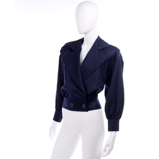Never Worn Yves Saint Laurent Vintage Navy Blue Wool Short Jacket 