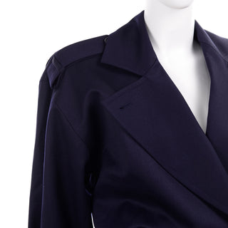 new Yves Saint Laurent Vintage Navy Blue Wool Short Jacket 