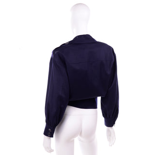 Unworn Yves Saint Laurent Vintage Navy Blue Wool Short Jacket 