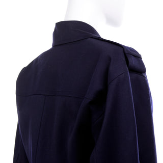 New Unworn Yves Saint Laurent Vintage Navy Blue Wool Short Jacket 