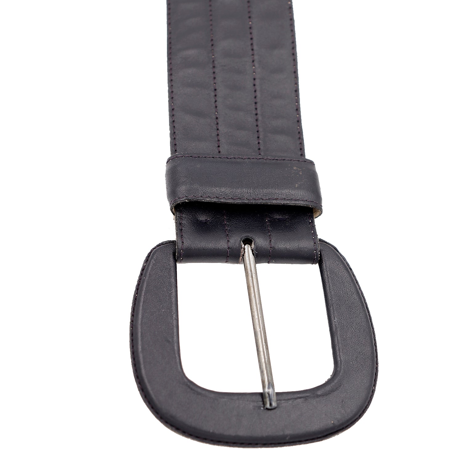 Yves Saint Laurent Vintage Black Patent Leather Belt W White Stitching