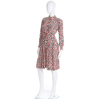 Vintage Yves Saint Laurent Cream SIlk Splatter Polka Dot Dress